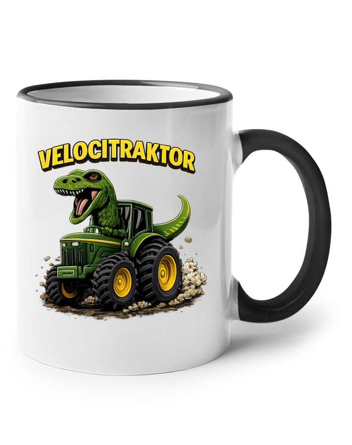 Velocitraktor - Keramický hrnek s barevným uchem