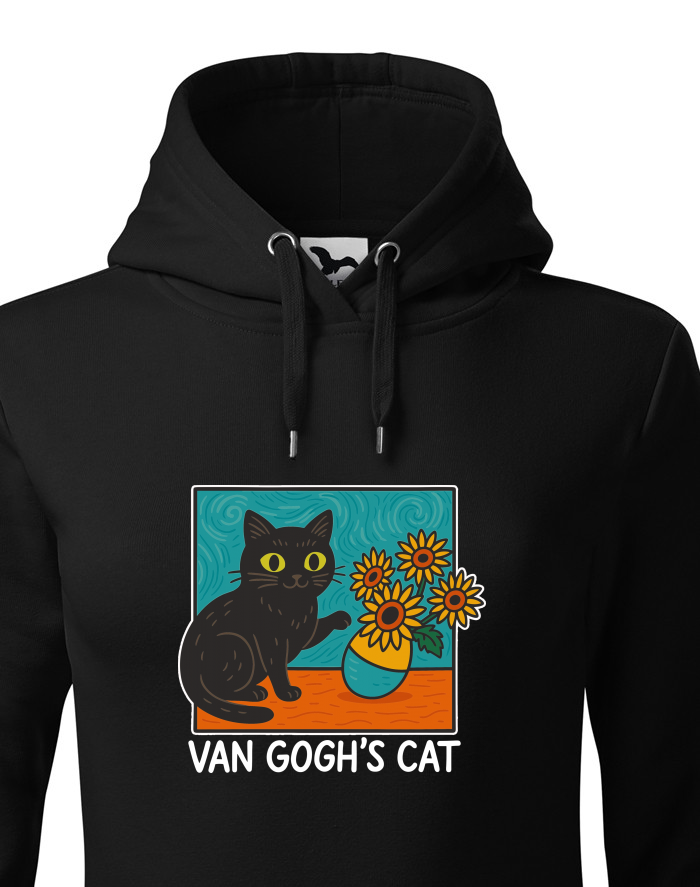 Dámská mikina s kapucí Van Gogh's Cat