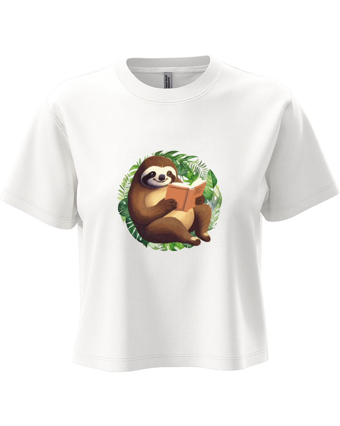 Dámský crop top Lenochod s knihou