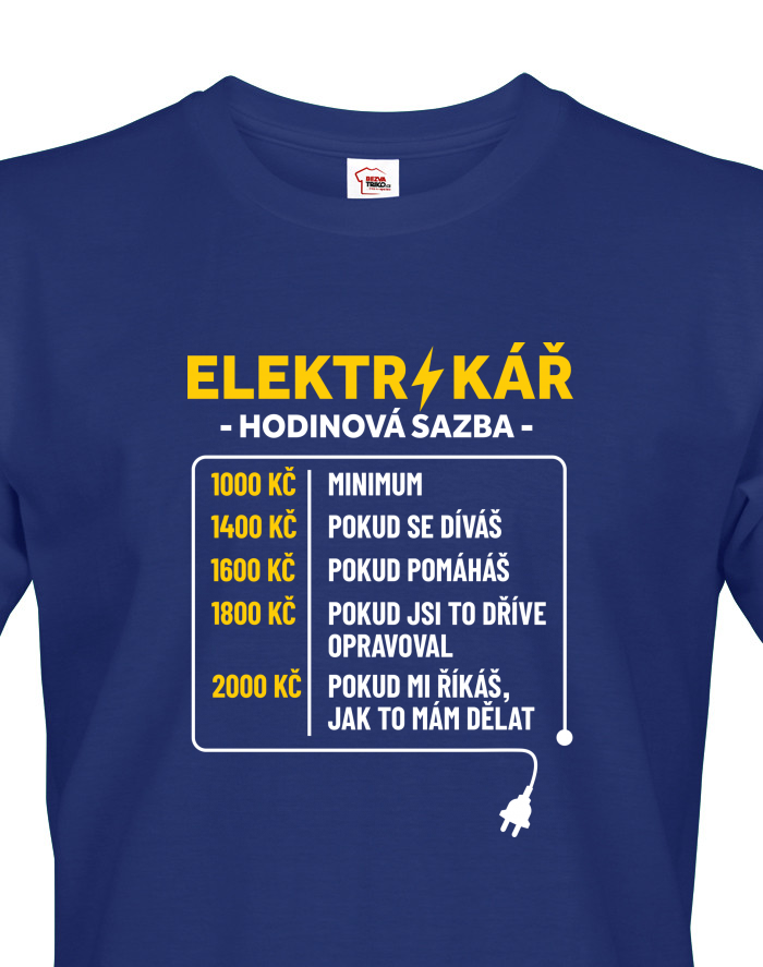 Pánské tričko Elektrikář – hodinová sazba
