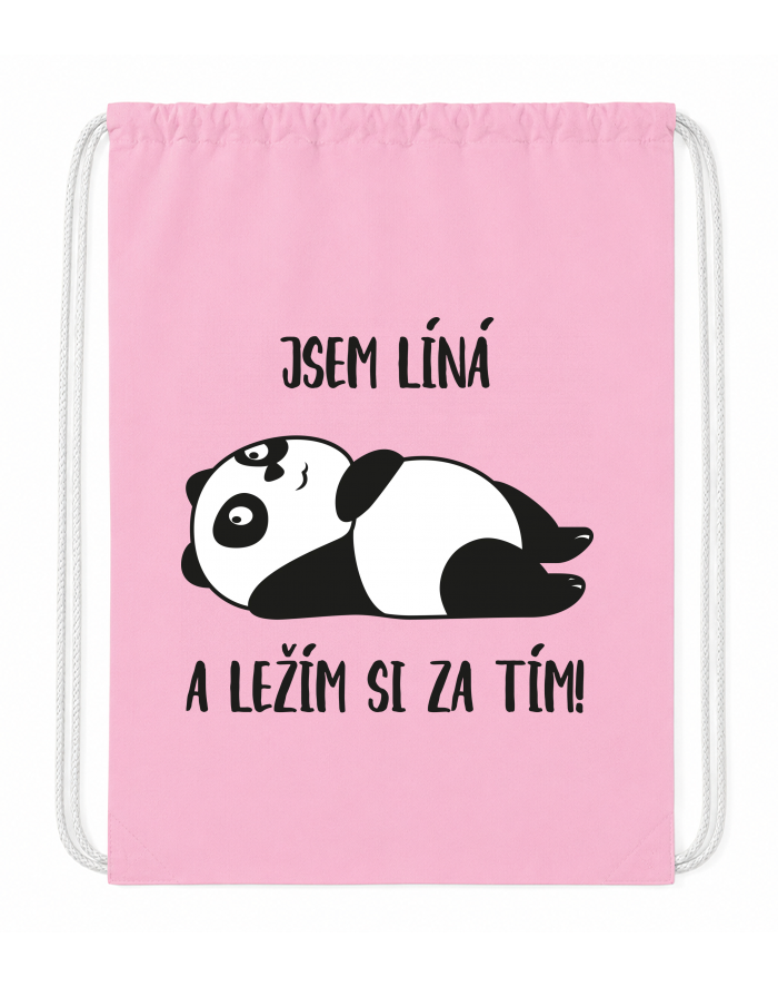 Bavlněný vak na zába s pandou - Jsem líná a ležím si za tím!