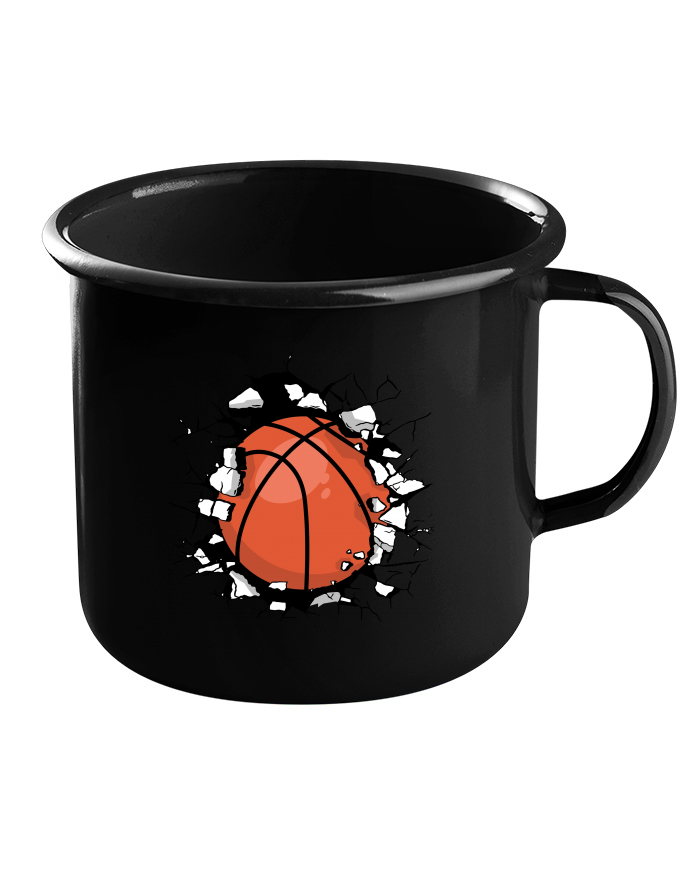 Plechový hrneček černý - Basketbalový míč