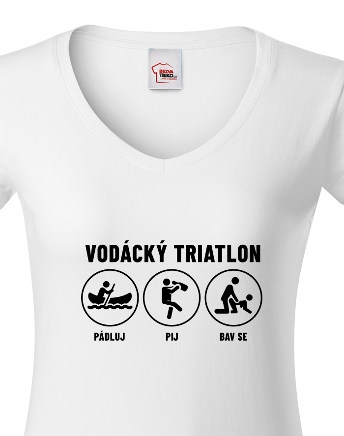 Vodácký triatlon - dámské tričko s výstřihem do V