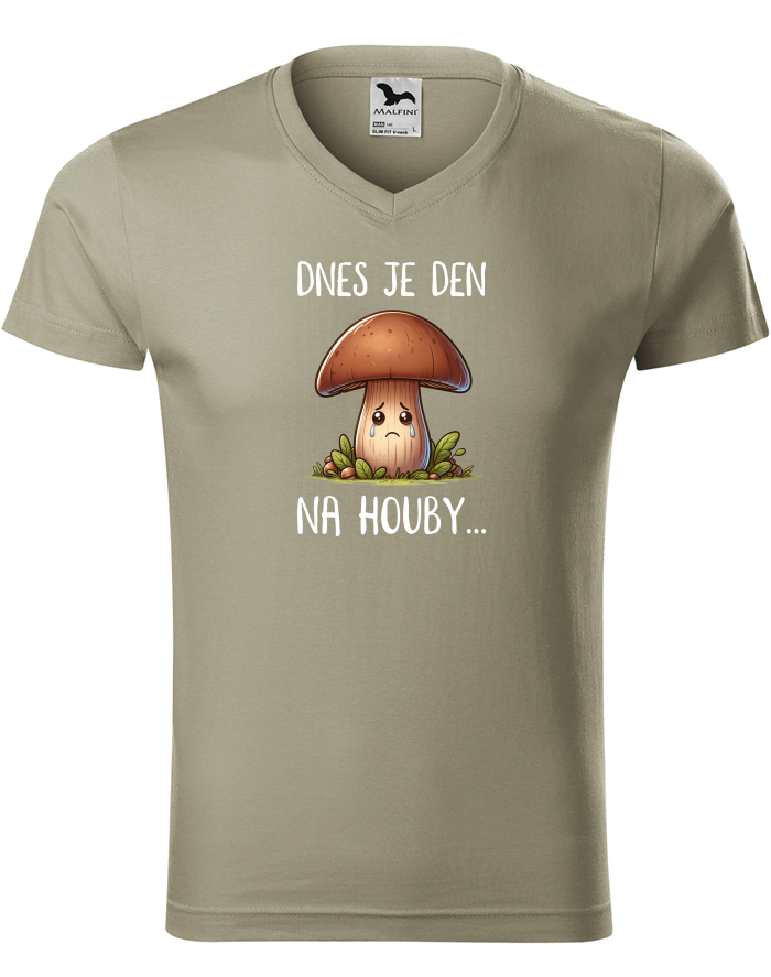 Pánské tričko s výstřihem do V - Den na houby