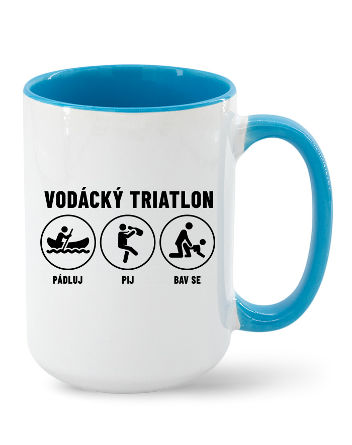 Vodácký triatlon – keramický hrnek s barevným vnitřkem