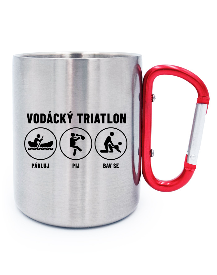 Vodácký triatlon - nerezový hrnek s karabinou