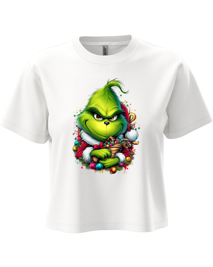 Dámský crop top Grinch s ozdobami
