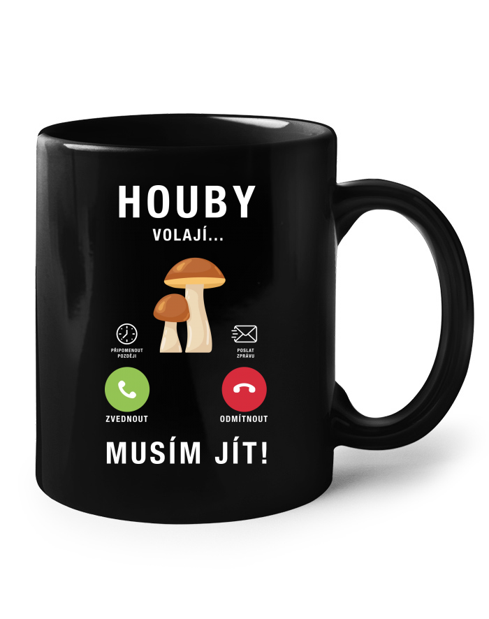 Keramický hrnek Houby volají - černý