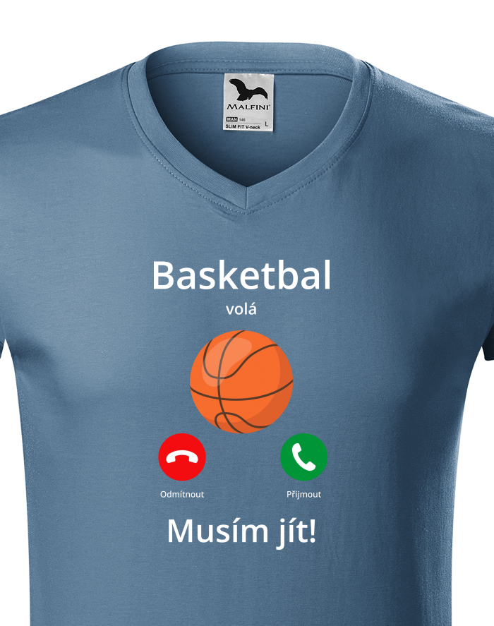 Basketbal volá Musím jít! Pánské tričko s výstřihem do V