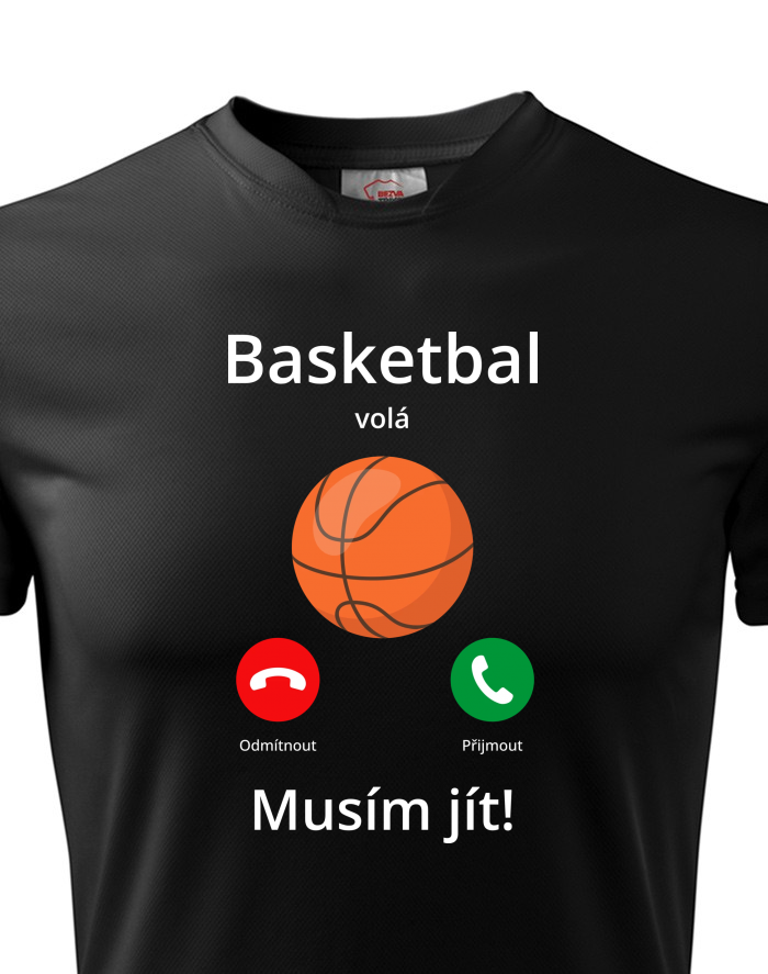 Pánské funkční tričko Basketbal volá Musím jít!