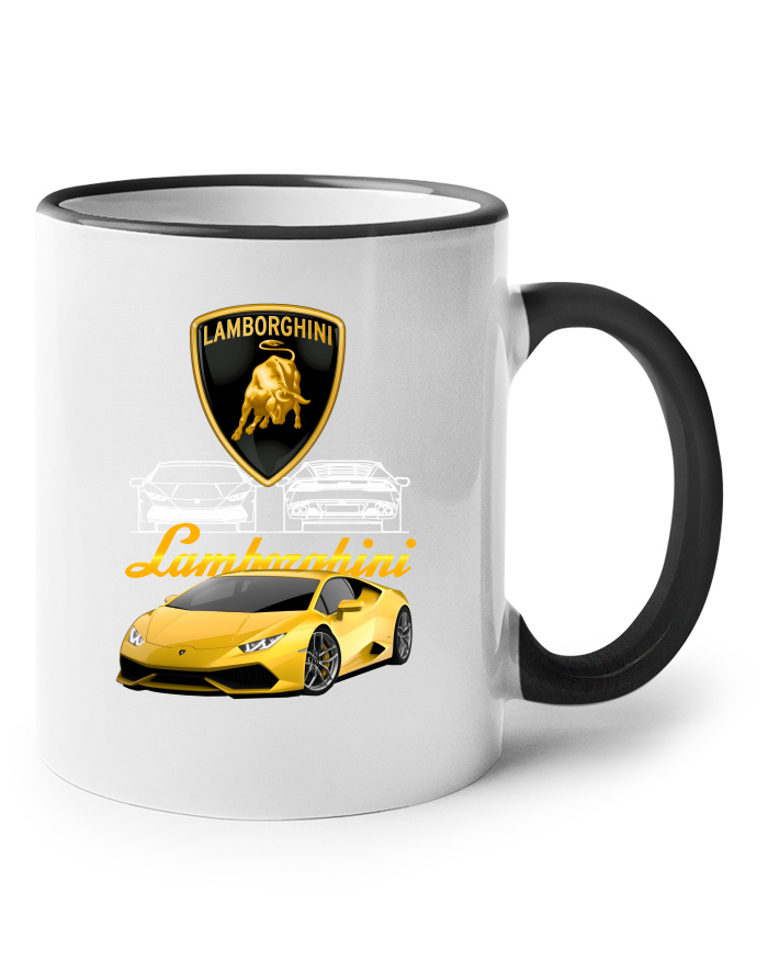 Keramický hrnek Lamborghini – žlutý býk a supersport