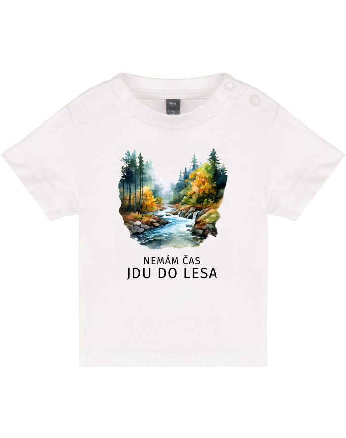 Dětské tričko s motivem lesa a vodopádu – Nemám čas jdu do lesa