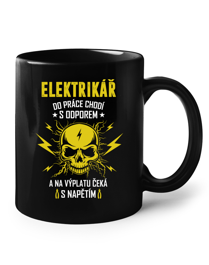 Keramický hrnek Elektrikář do práce chodí s odporem