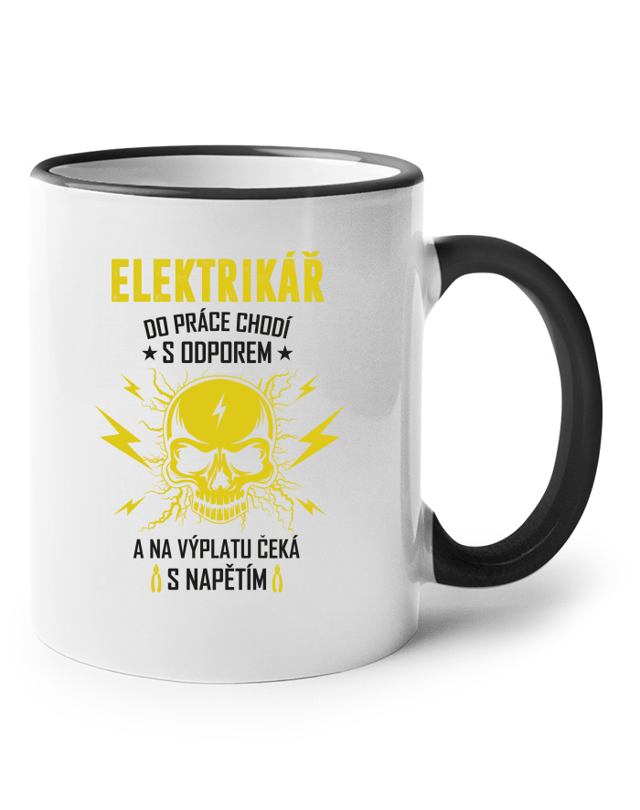 Keramický hrnek Elektrikář do práce chodí s odporem