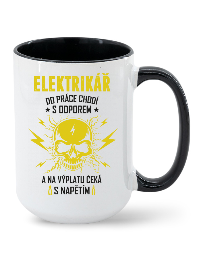 Keramický hrnek Elektrikář do práce chodí s odporem