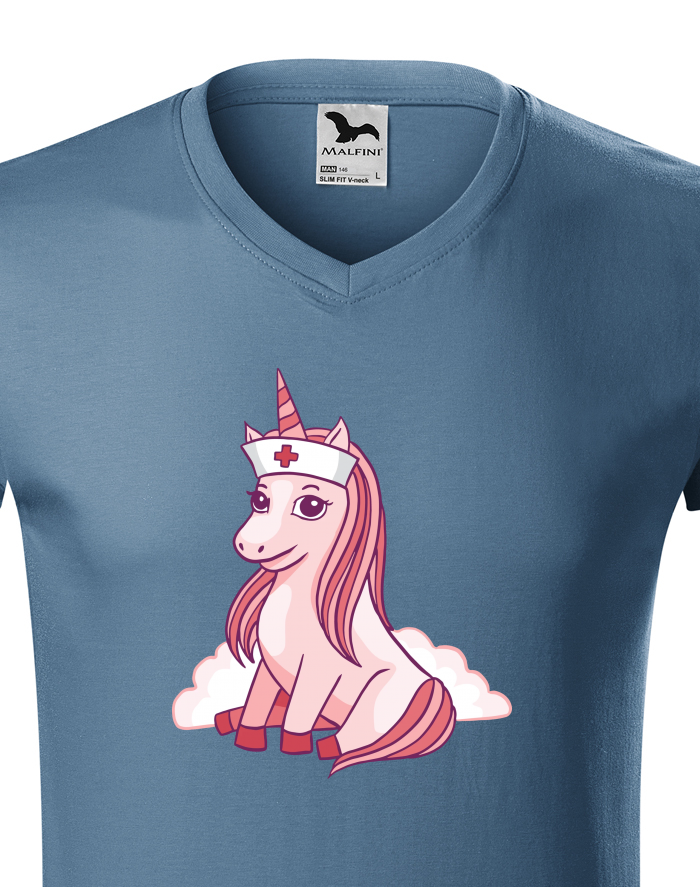 Unicorn nurse – pánské tričko s výstřihem do V