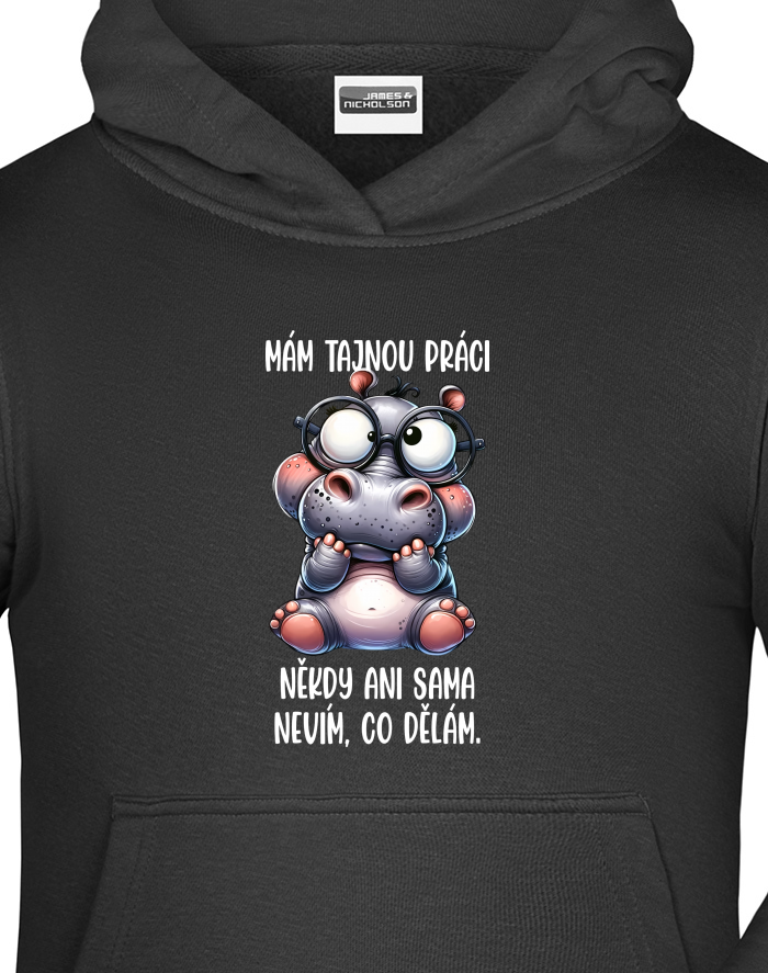 Dětská mikina s kapucí Hroch - Tajná práce