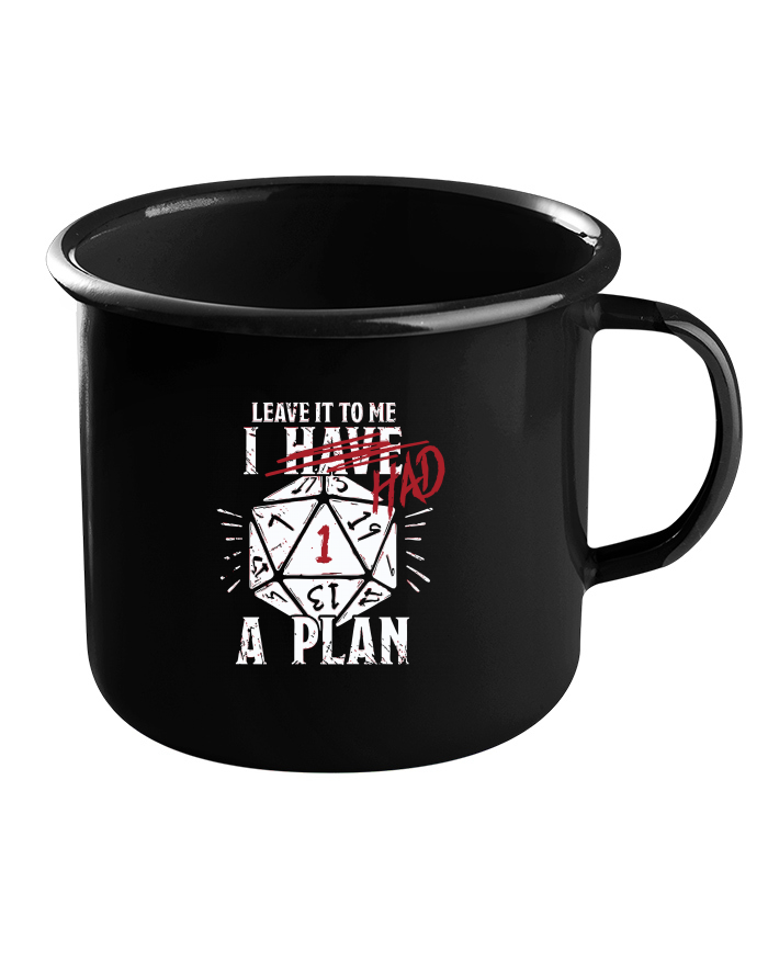 Plechový hrneček černý – I had a plan