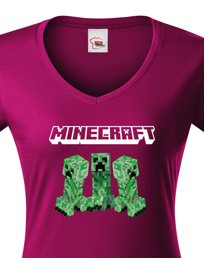 Dámské tričko Minecraft Creeper – zelený pixelový potisk
