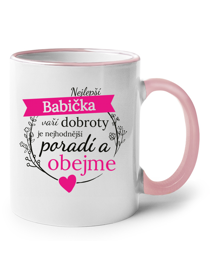 Keramický hrnek s barevným uchem – Nejlepší babička