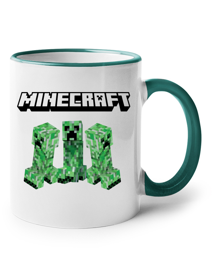 Keramický hrnek s barevným uchem – Minecraft Creeper