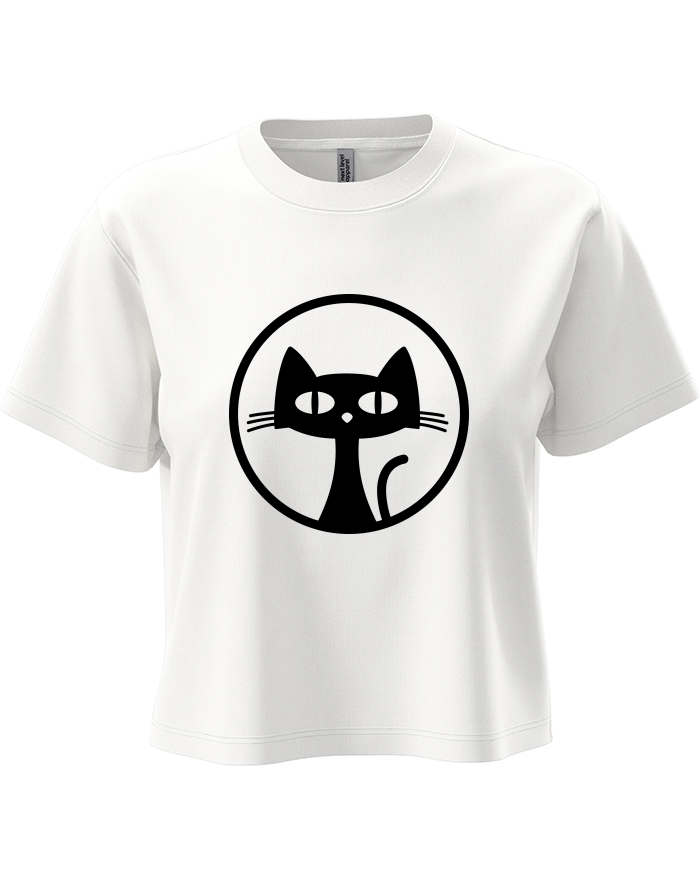 Dámský crop top Černá kočka