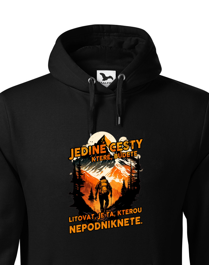 Pánská mikina s kapucí - Jediné cesty, které budete litovat