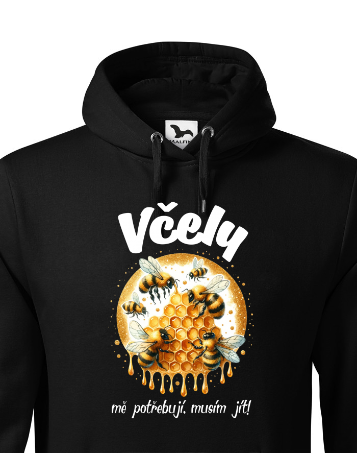 Pánská mikina s kapucí Včely mě potřebují