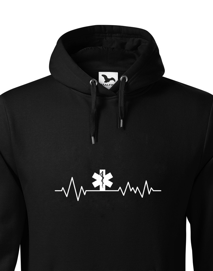 Pánská mikina s kapucí EKG pro zdravotníky