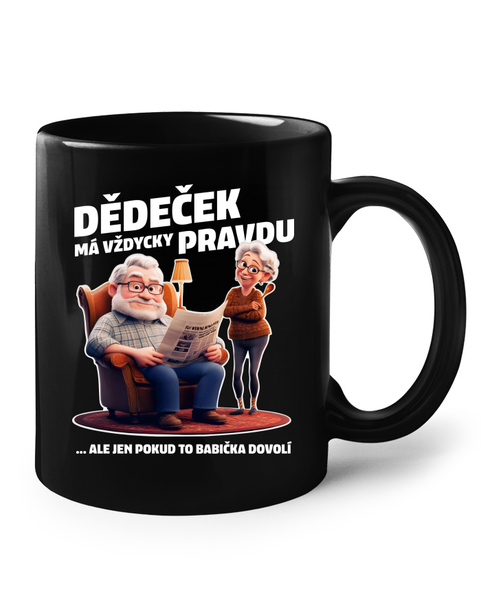 Keramický hrnek - černý Dědeček (ne)má vždycky pravdu