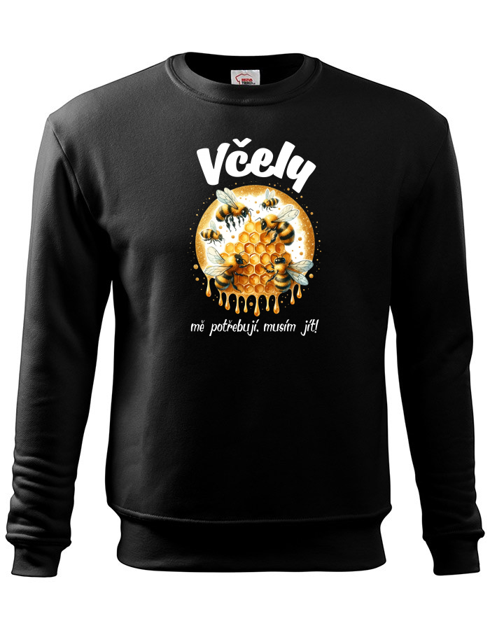 Pánská mikina bez kapuce Včely mě potřebují