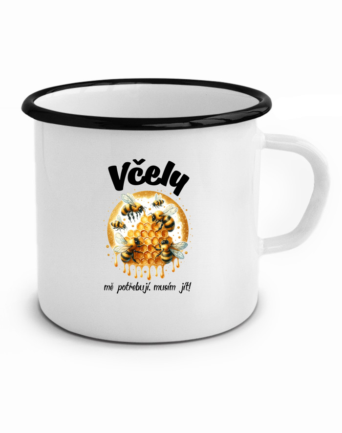 Plechový hrneček Včely mě potřebují