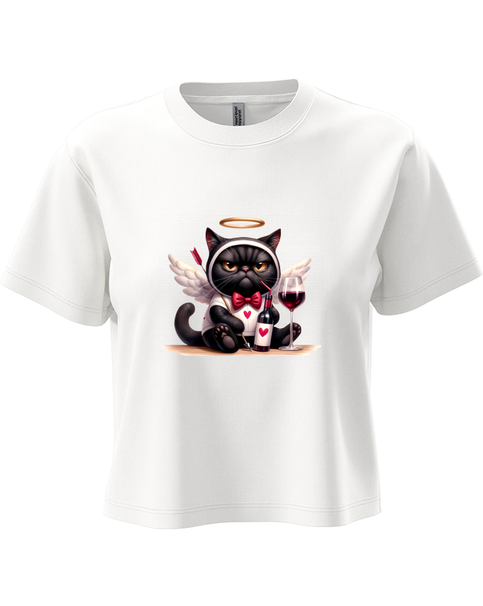 Dámský crop top Valentýnská kočka