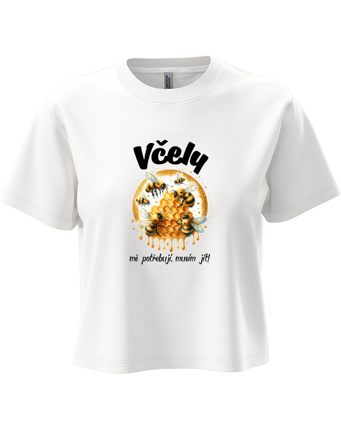 Dámský crop top Včely mě potřebují musím jít