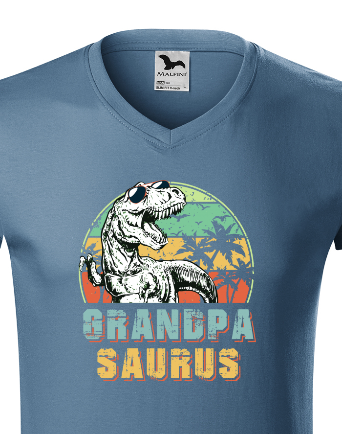 Grandpasaurus – pánské tričko s výstřihem do V
