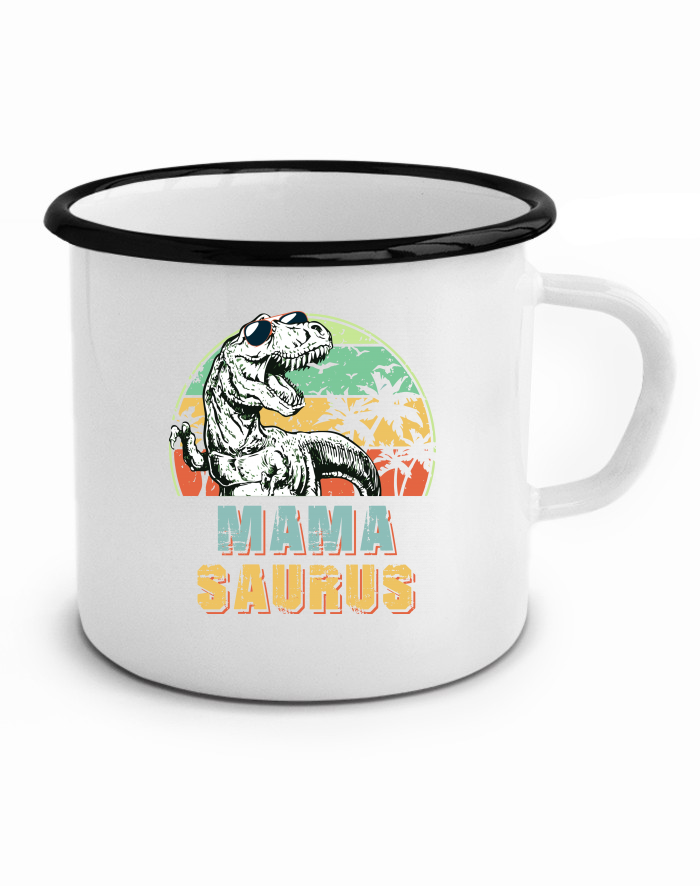 Plechový hrneček Mamasaurus – T-Rex s brýlemi