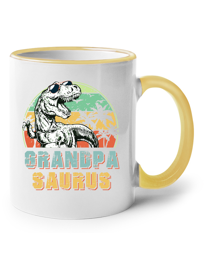 Grandpasaurus – keramický hrnek s barevným uchem