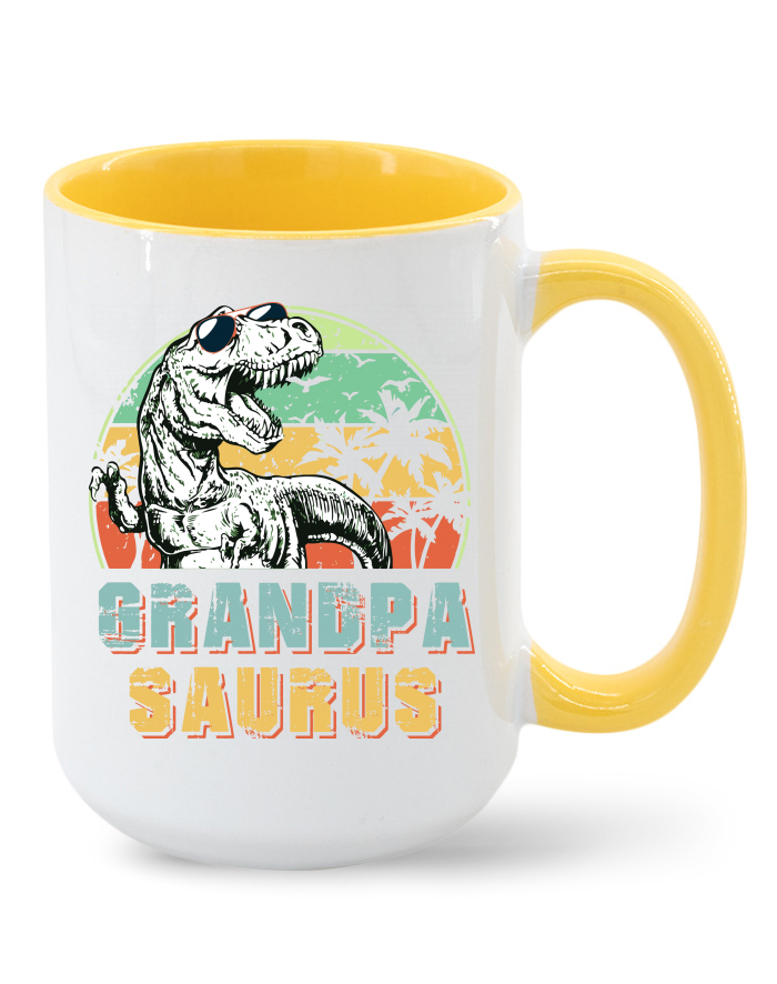 Grandpasaurus – keramický hrnek s barevným vnitřkem