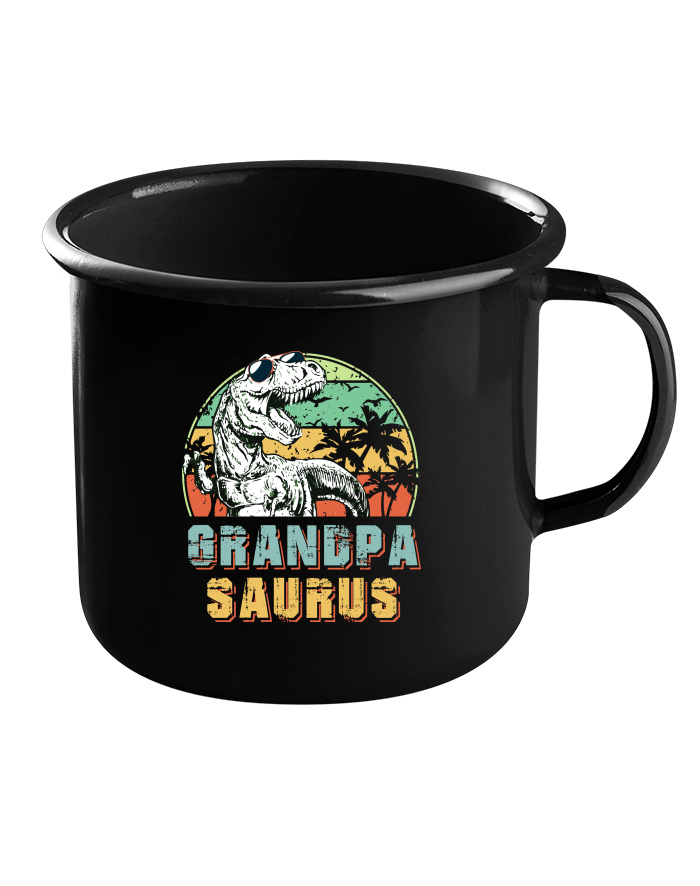 Grandpasaurus – Plechový hrneček černý