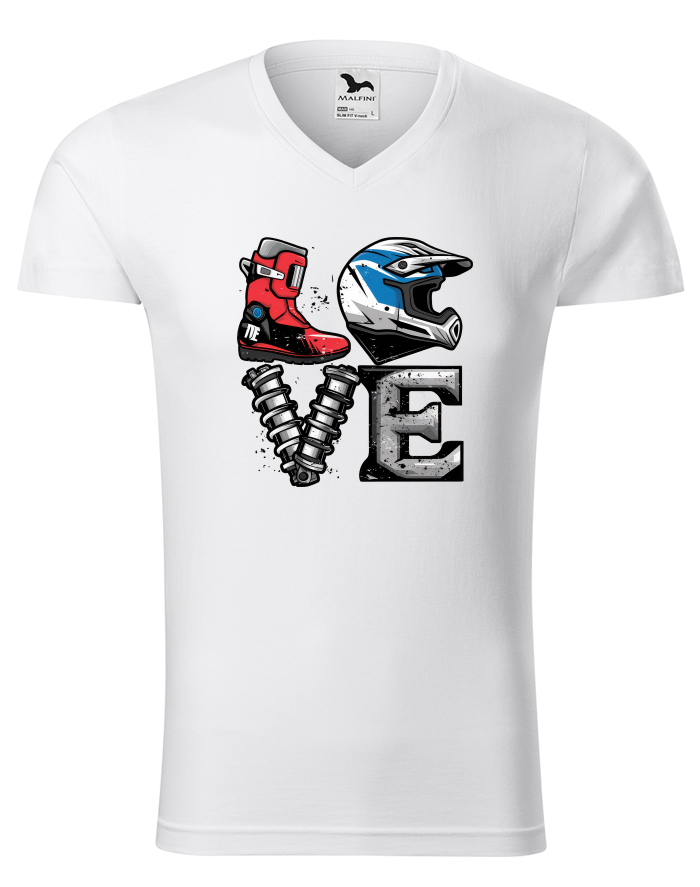 Pánské tričko s výstřihem do V Love motocross