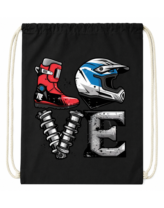 Bavlněný vak na záda Love motocross