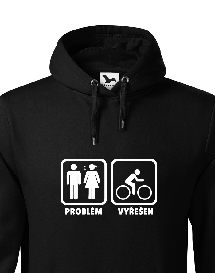 Pánská mikina s kapucí Problém vyřešen cyklista
