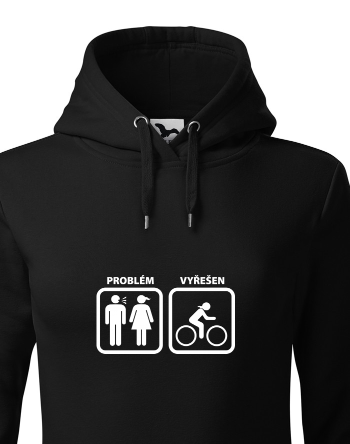 Dámská mikina s kapucí Problém vyřešen cyklistka