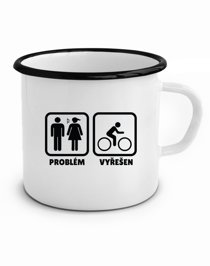 Plechový hrneček Problém vyřešen cyklista