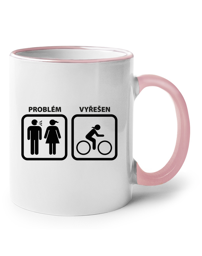 Keramický hrnek s barevným uchem - Problém vyřešen cyklistka