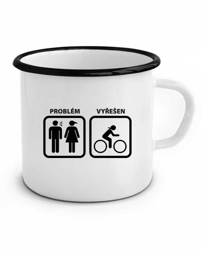 Plechový hrneček – Problém vyřešen (cyklistka)