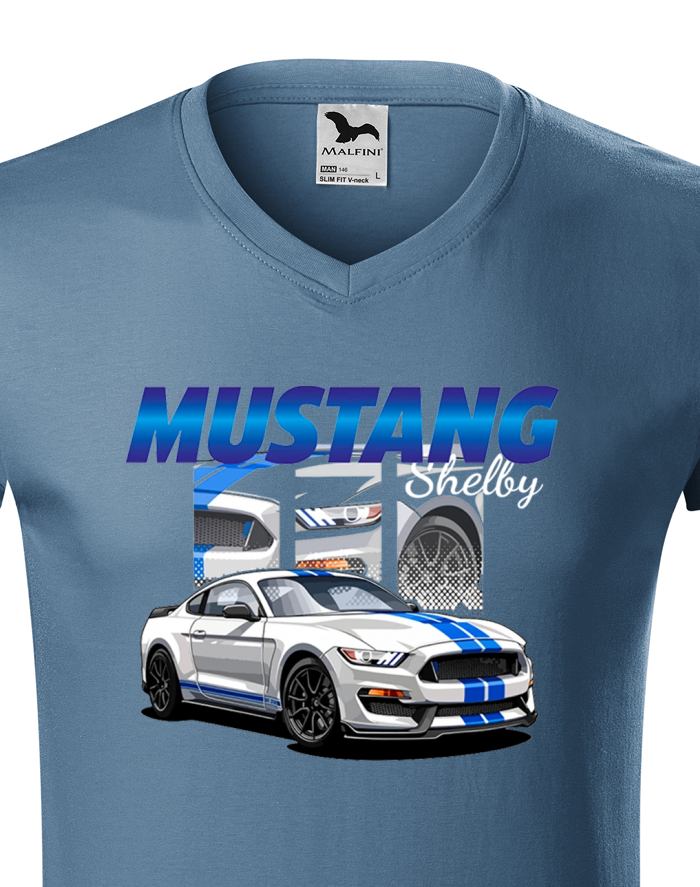 Pánské tričko s výstřihem do V Mustang Shelby