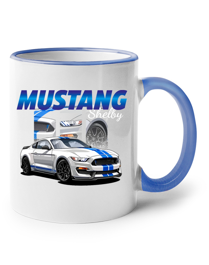 Keramický hrnek s barevným uchem Mustang Shelby