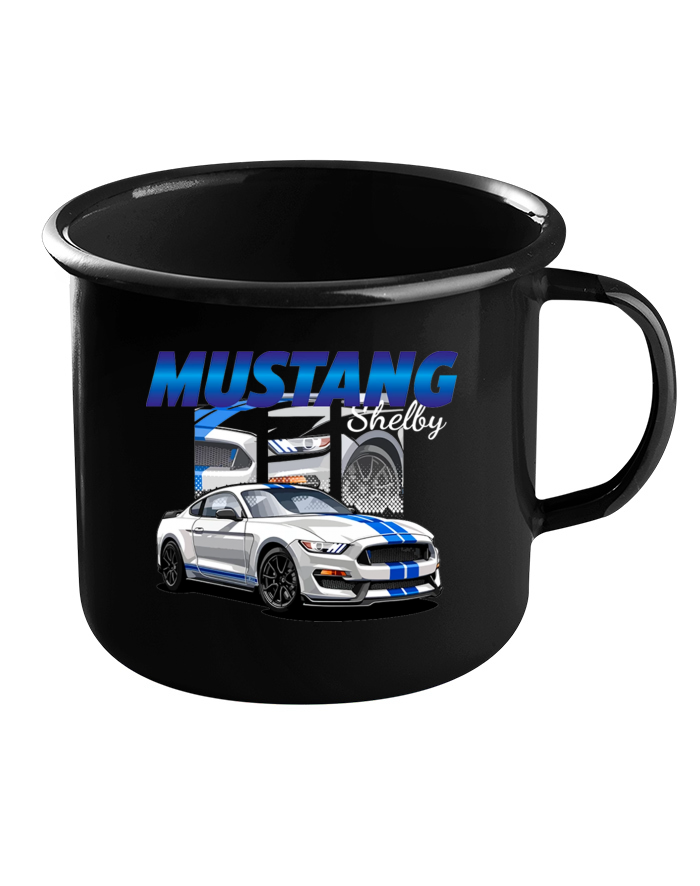 Plechový hrneček černý Mustang Shelby
