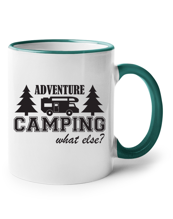 Keramický hrnek Adventure Camping s barevným uchem